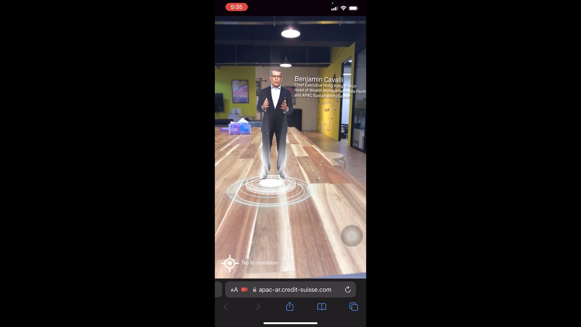Credit Suisse Wealth Management APP AR Experience